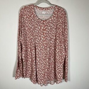 Lands' End Tunic Cottage‎ Top Women's 3X Autumn Fall Floral Pleated Button Front